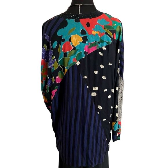 Carole Little Vintage Patchwork Cardigan Vivid Fun Size 6 - Picture 6 of 9